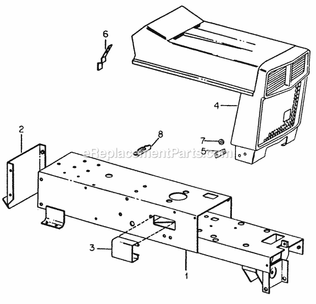 Drawbar, Engine Mount, Hood Grille & Frame Diagram and Parts List for 182 134-182-399, 133-182-399, 0350030U, 132-182-3 Cub Cadet Lawn Mower